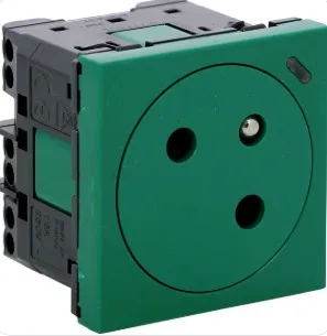 [077159L] LEGRAND - Mosaic Link contactdoos 2P+A -vlak- verlichtbaar - antimicrobieel - contactdoos op 45°-2 modules groen