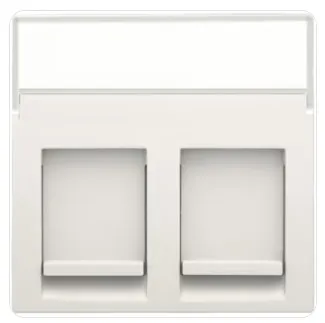 [101-65600] NIKO - Centraalplaat 2x RJ45 UTP cat.5E, vlak, met doorzichtig tekstveld, wit